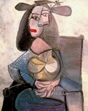  fauteuil Pintura al %c3%b3leo - Femme dans un fauteuil 1948 Cubismo